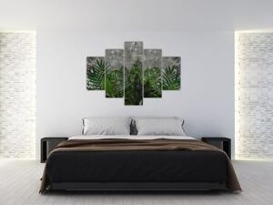Slika - Betonski zid z rastlinami (150x105 cm)