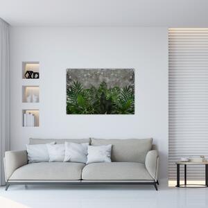 Slika - Betonski zid z rastlinami (90x60 cm)