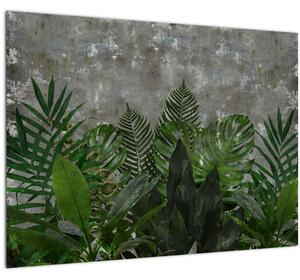 Slika - Betonski zid z rastlinami (70x50 cm)