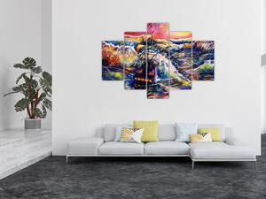 Slika - Ladja na oceanskih valovih, akvarel (150x105 cm)
