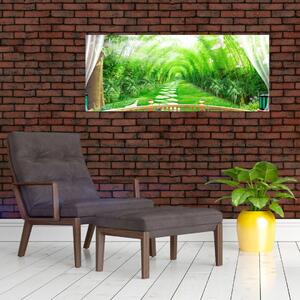Slika - Pogled na tropski vrt (120x50 cm)