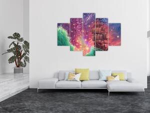 Slika - Ladja z vesoljskim nebom (150x105 cm)