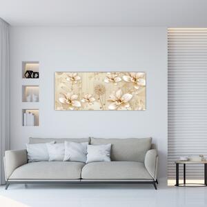Slika - Kompozicija zlatih rož (120x50 cm)