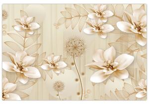 Slika - Kompozicija zlatih rož (90x60 cm)