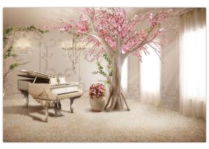 Slika - Sanjska notranjost s klavirjem (90x60 cm)