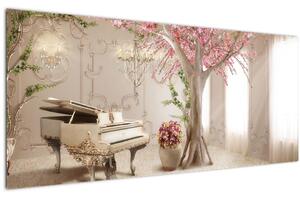 Slika - Sanjska notranjost s klavirjem (120x50 cm)