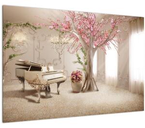 Slika - Sanjska notranjost s klavirjem (90x60 cm)