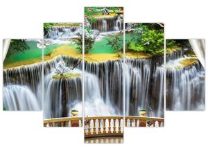 Slika - Pogled na čarobne slapove (150x105 cm)