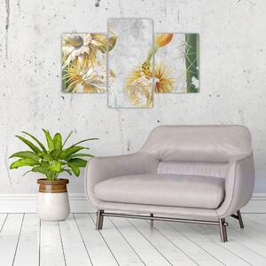 Slika - Cvetoči kaktusi, vintage (90x60 cm)