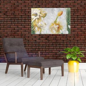 Slika - Cvetoči kaktusi, vintage (90x60 cm)