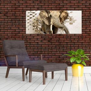Slika - Slon prebija zid (120x50 cm)