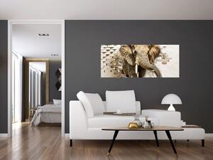 Slika - Slon prebija zid (120x50 cm)