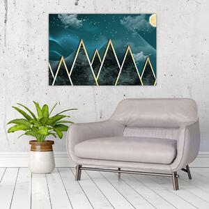 Slika - Polna luna nad zlatimi gorami (90x60 cm)
