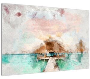 Slika - Maldivi, lesen pomol (90x60 cm)