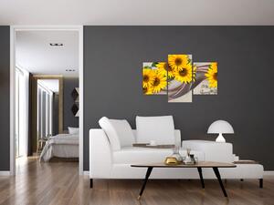 Slika - Svetleči cvetovi sončnic (90x60 cm)