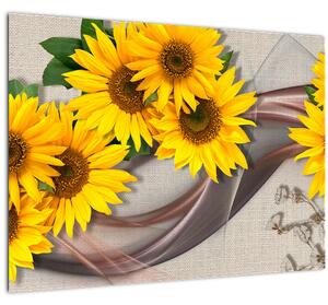 Slika - Svetleči cvetovi sončnic (70x50 cm)