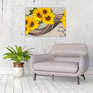 Slika - Svetleči cvetovi sončnic (70x50 cm)