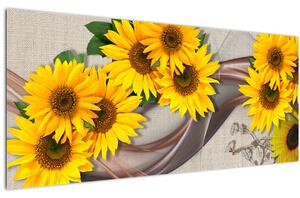 Slika - Svetleči cvetovi sončnic (120x50 cm)