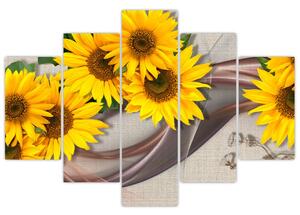 Slika - Svetleči cvetovi sončnic (150x105 cm)