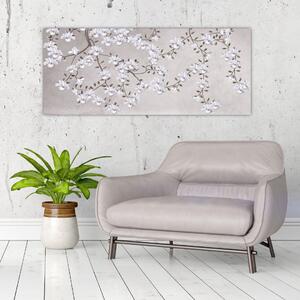 Slika - Rože v sivi pokrajini (120x50 cm)