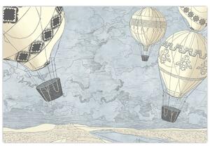Slika - Baloni nad mestom, hladnih tonov (90x60 cm)