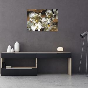 Slika - Cvetovi orhidej na marmornem ozadju (70x50 cm)