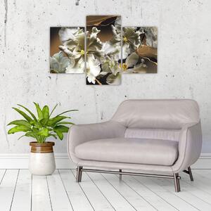 Slika - Cvetovi orhidej na marmornem ozadju (90x60 cm)