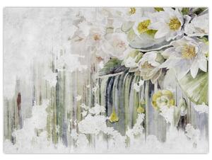 Slika - Bele rože, vintage (70x50 cm)