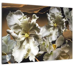 Slika - Cvetovi orhidej na marmornem ozadju (70x50 cm)