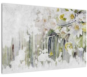 Slika - Bele rože, vintage (90x60 cm)