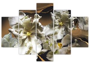 Slika - Cvetovi orhidej na marmornem ozadju (150x105 cm)