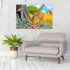 Slika - Žirafa družina (90x60 cm)