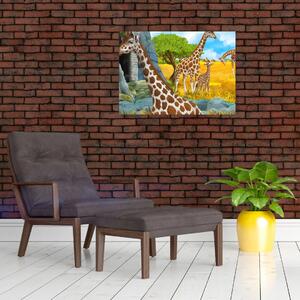 Slika - Žirafa družina (70x50 cm)