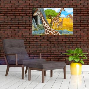 Slika - Žirafa družina (90x60 cm)