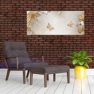 Slika - Rože z metuljčki (120x50 cm)