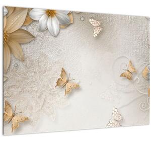 Slika - Rože z metuljčki (70x50 cm)