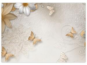Slika - Rože z metuljčki (70x50 cm)