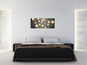Slika - Zlati grm na črnem ozadju (120x50 cm)