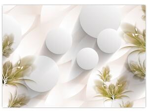 Slika - 3D krogi z rožami (70x50 cm)