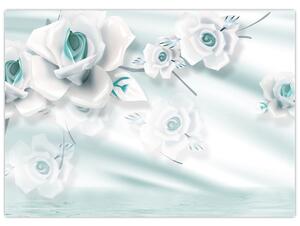 Slika - Turkizni cvetovi vrtnic (70x50 cm)
