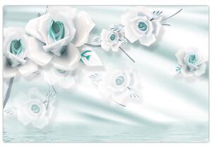 Slika - Turkizni cvetovi vrtnic (90x60 cm)