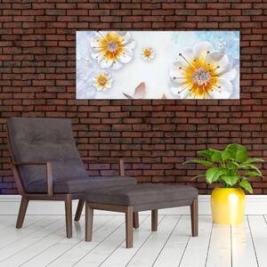 Slika - Kompozicija z rožami in metulji (120x50 cm)