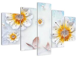 Slika - Kompozicija z rožami in metulji (150x105 cm)