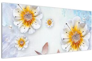 Slika - Kompozicija z rožami in metulji (120x50 cm)