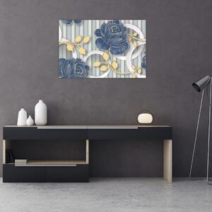 Slika - Ruže i krugovi (90x60 cm)