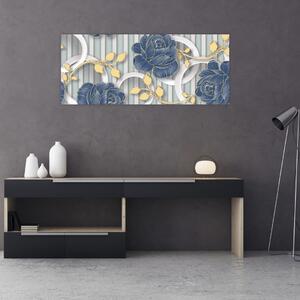 Slika - Ruže i krugovi (120x50 cm)