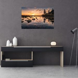 Slika - Zalazak sunca uz jezero (90x60 cm)