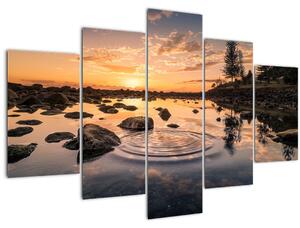 Slika - Zalazak sunca uz jezero (150x105 cm)