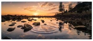 Slika - Zalazak sunca uz jezero (120x50 cm)