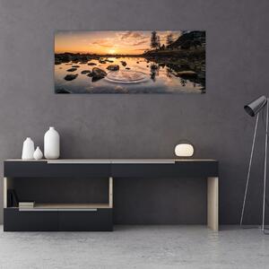 Slika - Zalazak sunca uz jezero (120x50 cm)